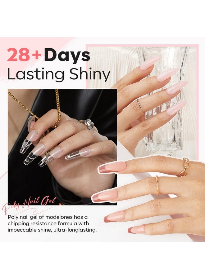 Modelones Poly Extension Gel Nail Kit, 6 Colors Pink Nude with 48W Nail Lamp Slip Solution 3D Bow Nail Charms Decoration Rhinestone Glitter Kit for Nail Manicure Beginner Starter Kit DIY at Home - Image 2