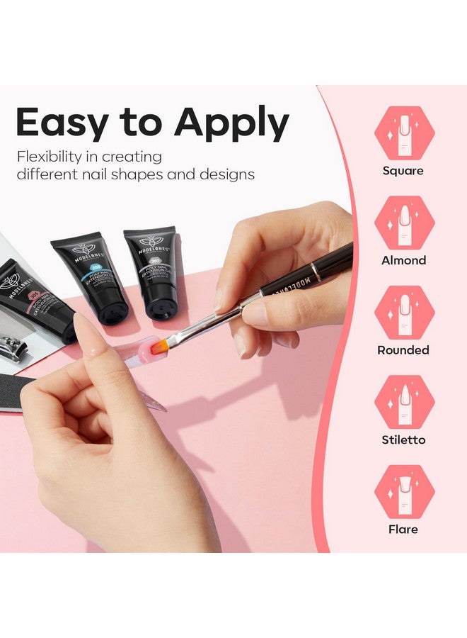 Modelones Poly Extension Gel Nail Kit, 6 Colors Pink Nude with 48W Nail Lamp Slip Solution 3D Bow Nail Charms Decoration Rhinestone Glitter Kit for Nail Manicure Beginner Starter Kit DIY at Home - Image 4