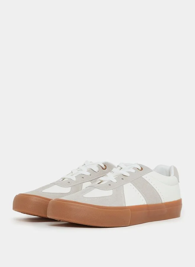 Styli Vintage Suede Canvas Sole Lace Up Sneakers
