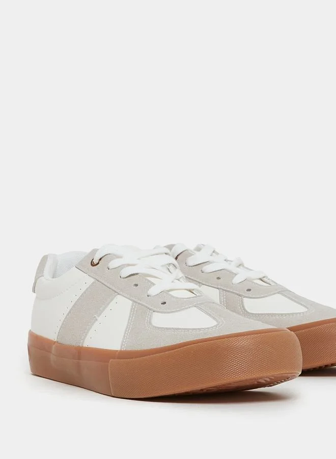 Styli Vintage Suede Canvas Sole Lace Up Sneakers