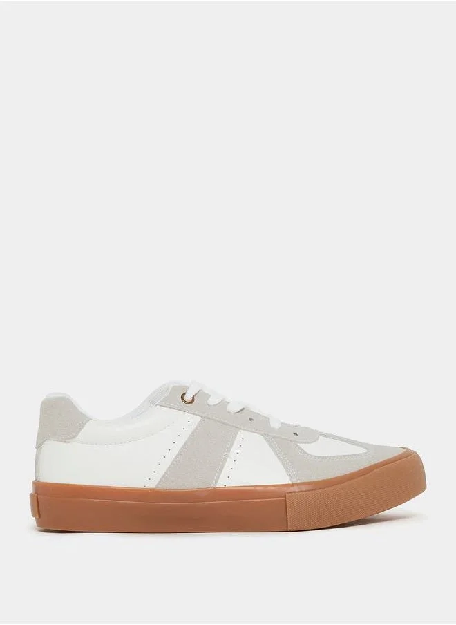 Styli Vintage Suede Canvas Sole Lace Up Sneakers