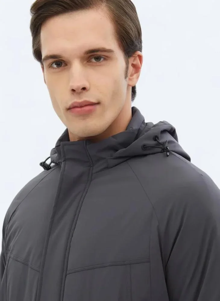 Kip Grey Regular Fit Casual Weaving Coat