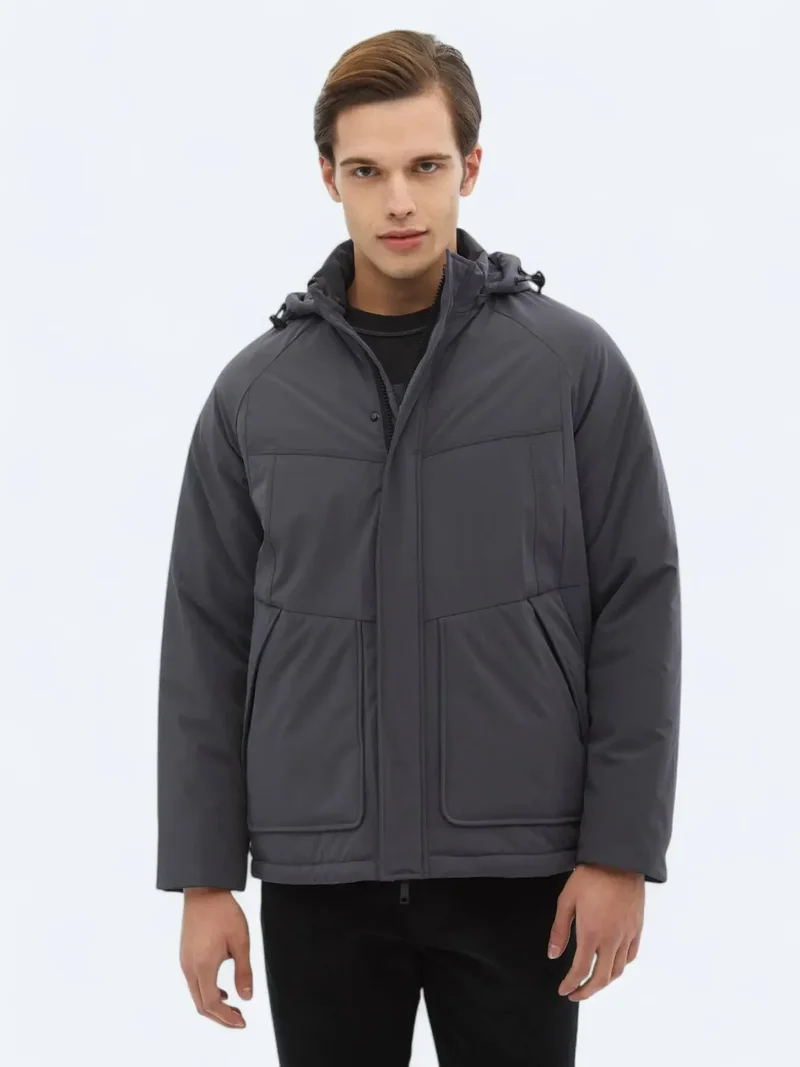 Kip Grey Regular Fit Casual Weaving Coat