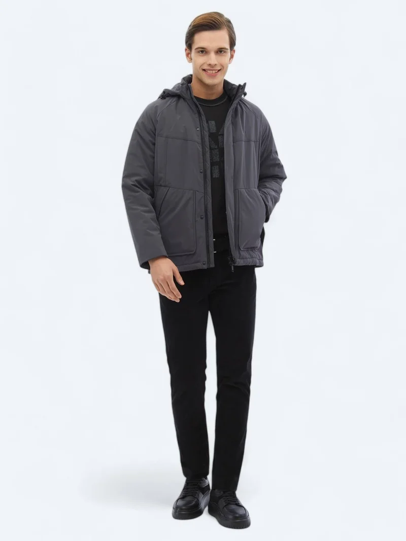 Kip Grey Regular Fit Casual Weaving Coat