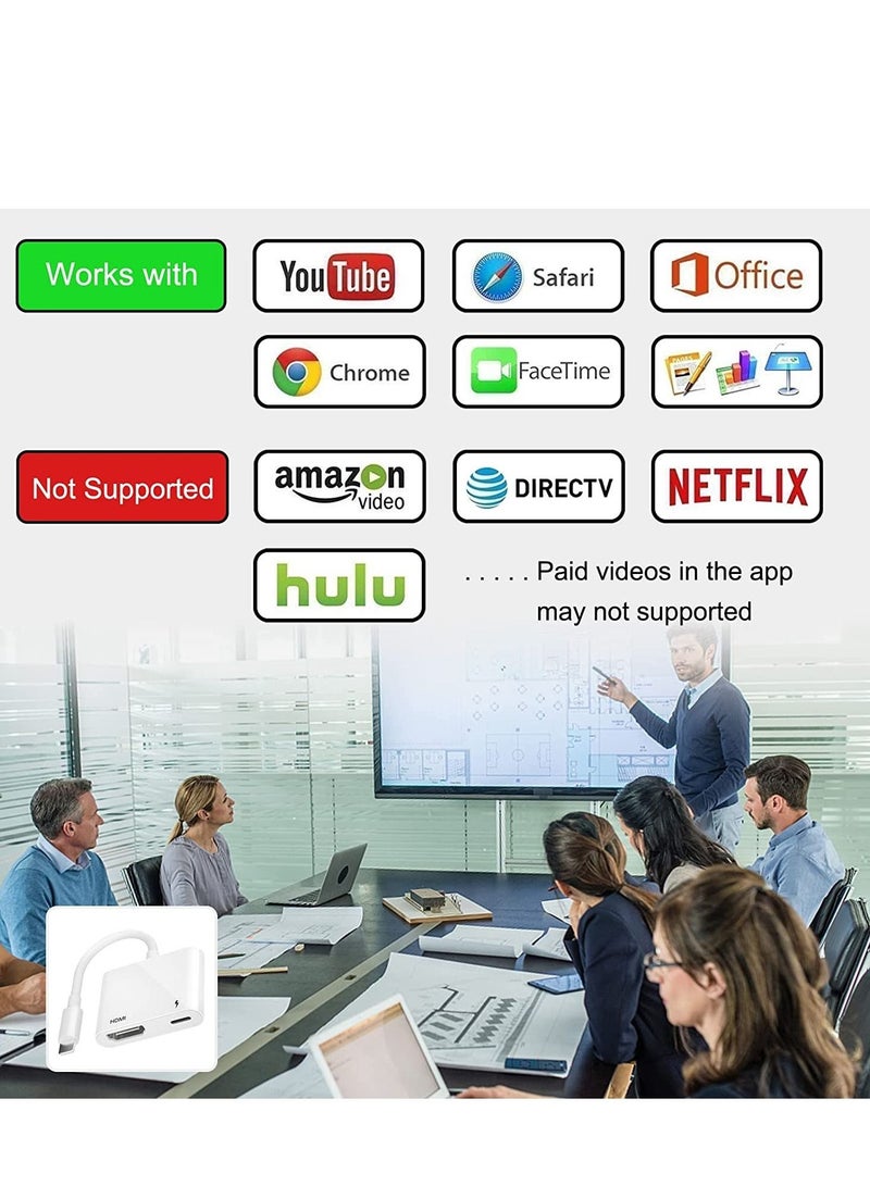 HDMI Adapter for iPhone,HDMI Sync Screen Converter, 1080P HDMI Digital AV Adapter with Charing Port,Compatible with iPhone 13/12/11/X/8/7/ iPad/ iPod to HD TV/Monitor/Projector. [No Need Power] - Image 5