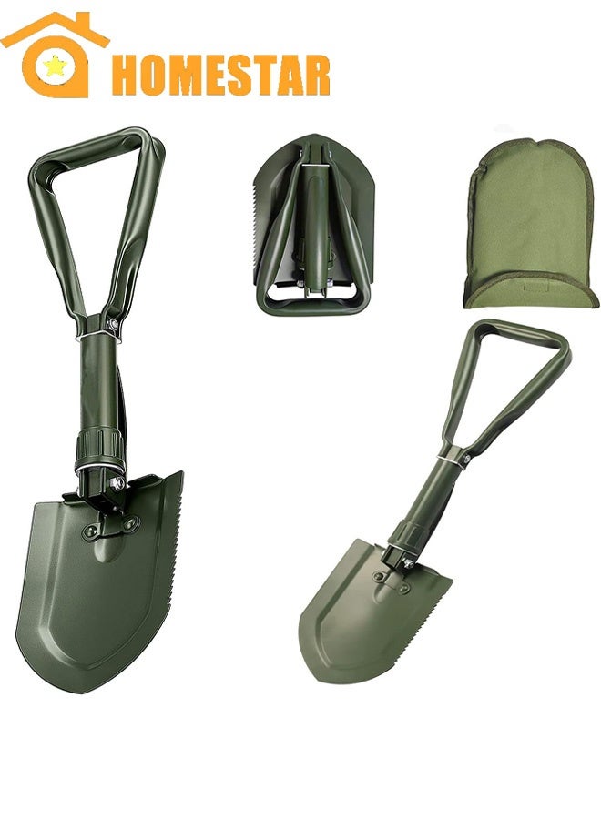 HOMESTAR Portable Folding Shovels, Collapsible Camping Shovel with Nylon Carrying Pouch and High Carbon Steel Handle, Military Emergency Shovel, Compact and Multi-Functional Tool - Image 1