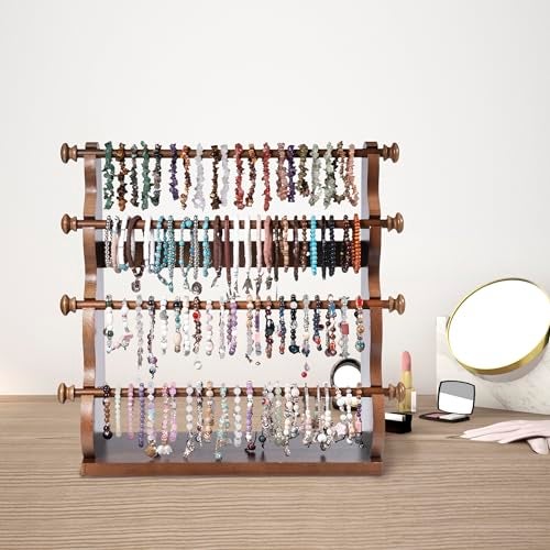 Donmills 4 Tier Wooden Bracelet Holder Stand – Bracelet Organizer Storage Display for Selling- Bangle & Scrunchie,Watch Jewelry Organizer Showcase and Home Storage (Dark Brown) - Image 3