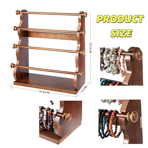 Donmills 4 Tier Wooden Bracelet Holder Stand – Bracelet Organizer Storage Display for Selling- Bangle & Scrunchie,Watch Jewelry Organizer Showcase and Home Storage (Dark Brown) - Image 2