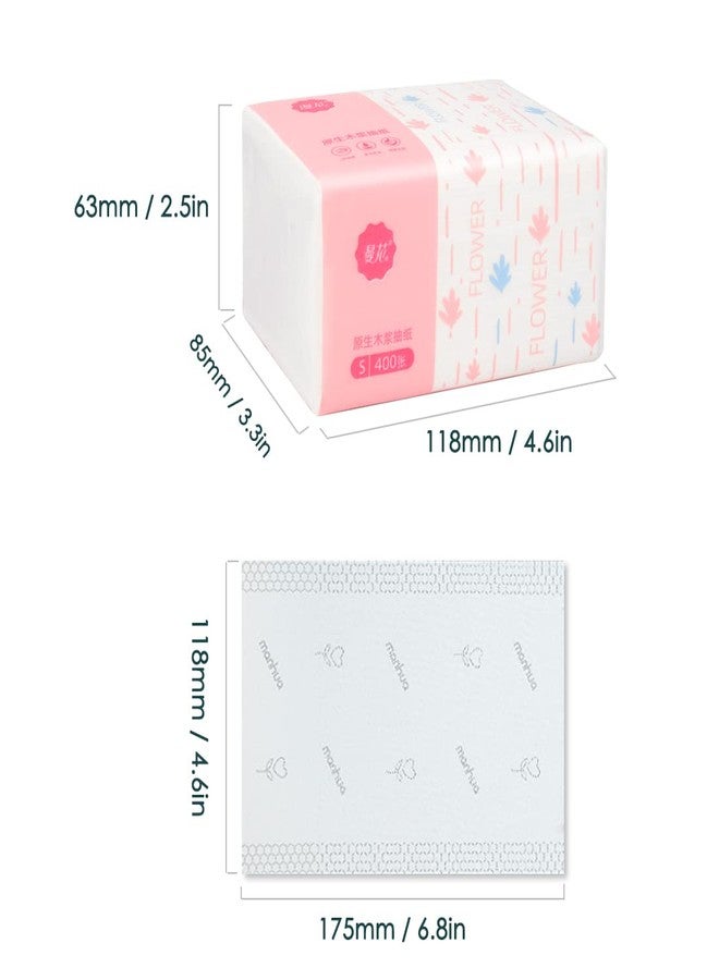 Aturmon Pack of 4, Small Facial Tissue, Toilet Paper, Bag Cover, Disposable Napkin, Material Wood Pulp Fiber NOT COTTON, White Facial Paper Tissues, 5-Ply, 400 Sheets per Pack - Image 4