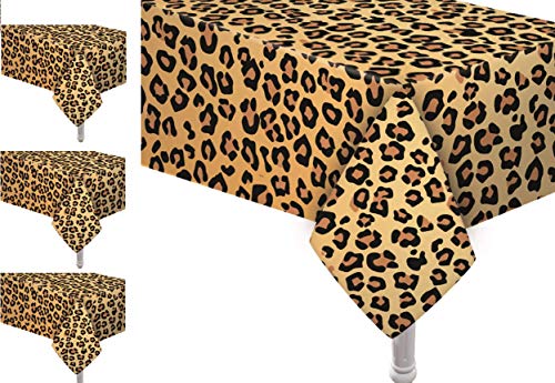 Oojami 4 Pack Animal Safari Theme Zoo Print Table Cover Animal Theme Tablecloth Party Supplies Ideal for Jungle Animal theme Birthday Parties Animal Theme Party Baby Showers Birthday Themed Party Leopard - Image 1