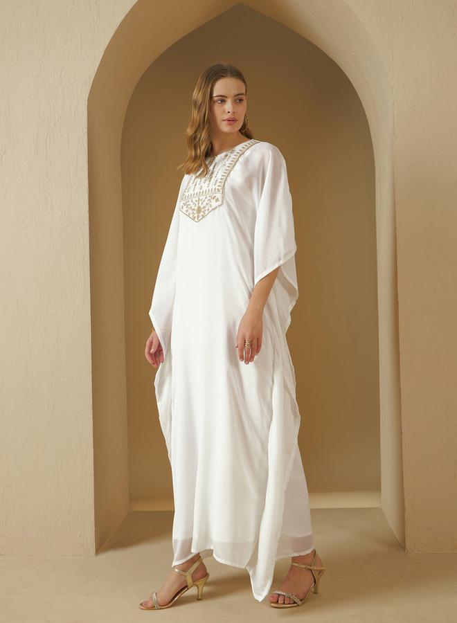 Styli Embroidered Yoke Kaftan with Slip Dress  - Image 3