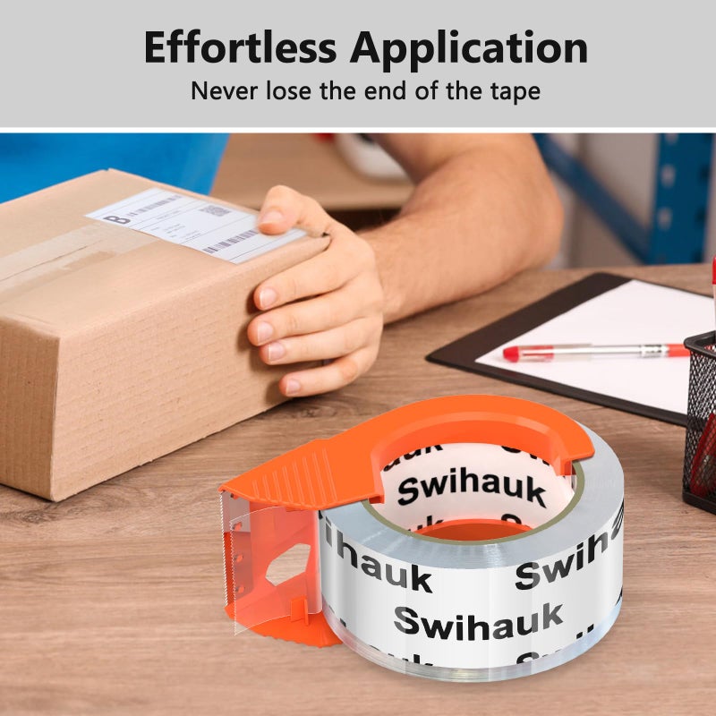 Swihauk Total 400 yd, 6 Pack 1.88 in x 66.6 yd - Heavy Duty Packing Tape with Dispenser Combo, Clear Shipping Tape, Packaging Tape, Package Tape for Shipping Moving Storage and Mailing, w30200 - Image 4