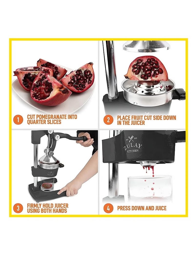 TIGER Manual Metal Hand Citrus Juicer Lemon Squeezer with Lever  Fresh Juice Extractor for Lime, Orange, Pomegranate, Grapefruit – Large Juice Press. Healthy and Easy to Use - Image 3