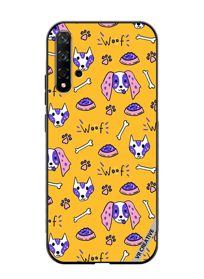 VR CREATIVE Protective Case Cover For Huawei Nova 5T Dogs Funny Doodle Seamless Pattern Design Multicolour - Image 1