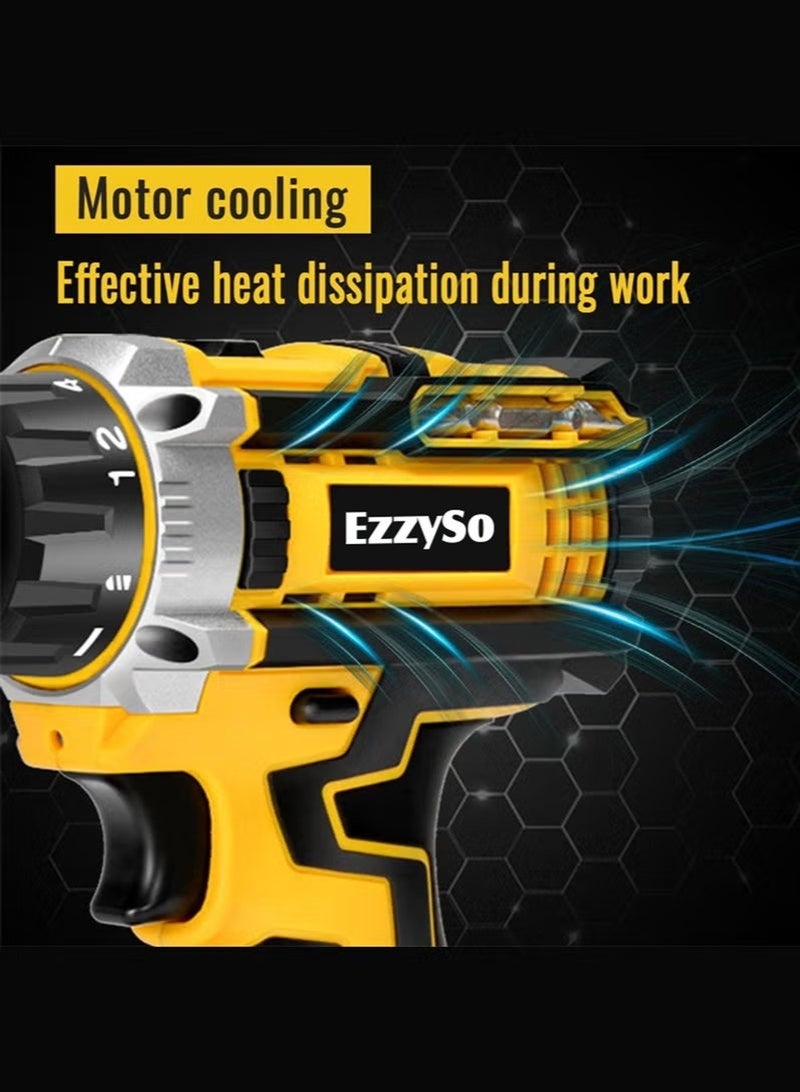 EzzySo 48V Cordless Drill Kit, 3/8" Chuck, 25+3 Clutch, LED Light, 186 lbs Torque, 2 Batteries & Accessories - cordless drill, 48v drill - Image 5