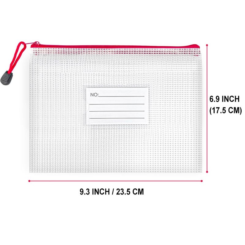 BOPART 24pcs Small Mesh Zipper Pouch Bags 9.3x6.9 Inches Plastic Zip File Bags A5 with Label Pocket for School Office Supplies, Board Game Storage, Puzzle Bags for Organizing - Image 2