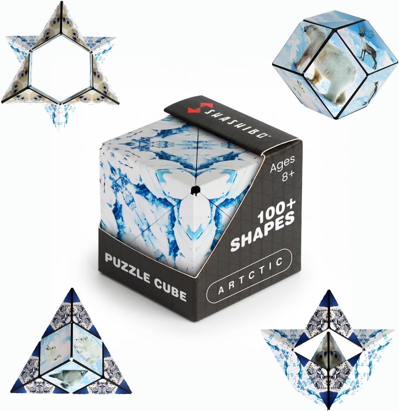 Shashibo Shape Shifting Box - Award-Winning STEM Fidget Toy with Ultra Strong Magnets - Puzzle Cube Transforms Into 100+ Shapes, Perfect Sensory Gift for Kids, Teens, and Adults (Arctic) - Image 1