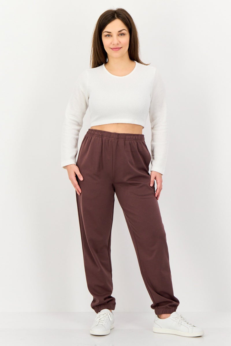 Core Elements Women Regular Fit Solid Jogger Pants, Coco Brown - Image 2