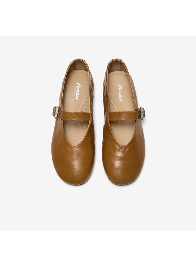 Bata Women's Sheepskin Mary Jane Flats Spring Autumn Auo01cq5 Yellow Size 34 - Image 2