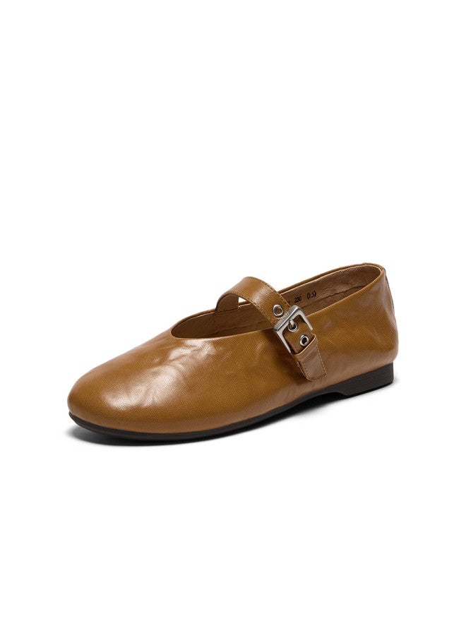 Bata Women's Sheepskin Mary Jane Flats Spring Autumn Auo01cq5 Yellow Size 34 - Image 1