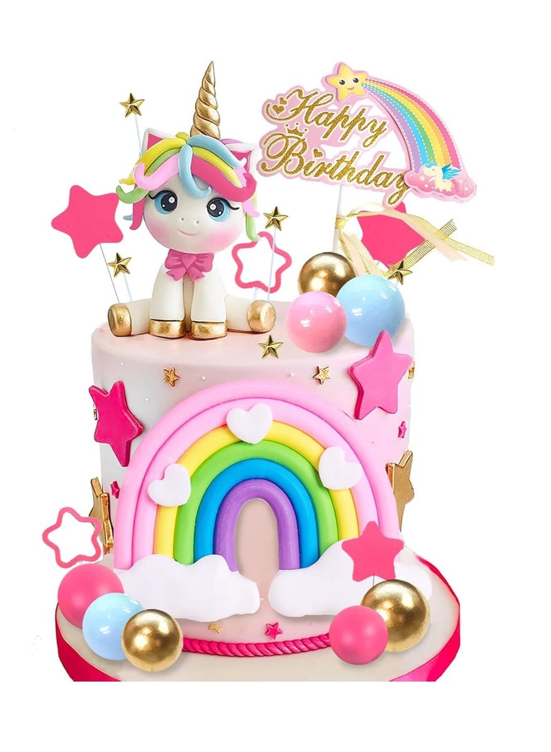 سجن سفما 29 قطعة كعكة يونيكورن الغطاء العلوي ، قوس قزح الديكور كعكة يونيكورن ، عيد ميلاد سعيد الديكور كعكة مع نجمة قوس قزح يونيكورن الكرة ، ومناسبة للأطفال الفتيان والفتيات حفلة عيد ميلاد الطفل دش اللوازم - Image 5