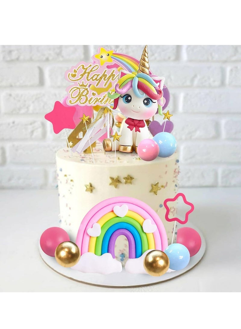سجن سفما 29 قطعة كعكة يونيكورن الغطاء العلوي ، قوس قزح الديكور كعكة يونيكورن ، عيد ميلاد سعيد الديكور كعكة مع نجمة قوس قزح يونيكورن الكرة ، ومناسبة للأطفال الفتيان والفتيات حفلة عيد ميلاد الطفل دش اللوازم - Image 3