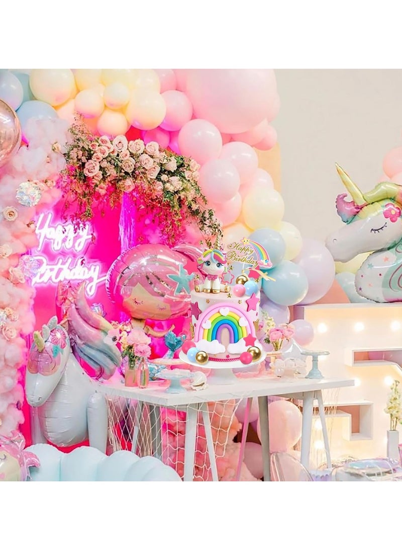 سجن سفما 29 قطعة كعكة يونيكورن الغطاء العلوي ، قوس قزح الديكور كعكة يونيكورن ، عيد ميلاد سعيد الديكور كعكة مع نجمة قوس قزح يونيكورن الكرة ، ومناسبة للأطفال الفتيان والفتيات حفلة عيد ميلاد الطفل دش اللوازم - Image 2