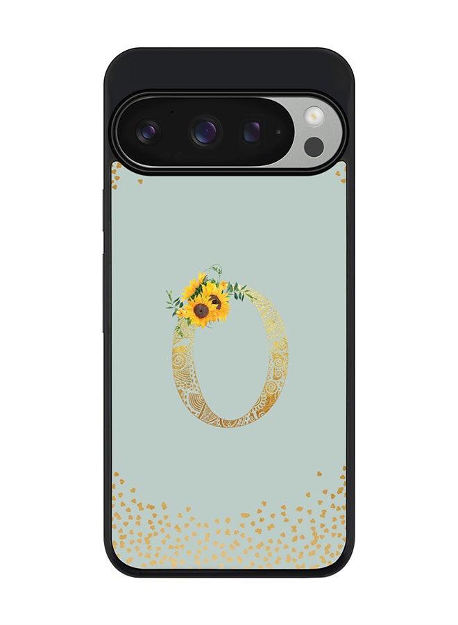 Stylizedd For Google Pixel 9 Pro Case,Slim fit Camera Protection, Shockproof Thin Phone cover - Custom Floral Monogram - O (Light Grey ) - Image 1