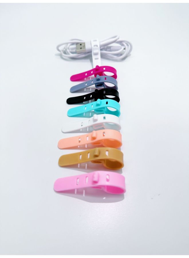 Loquat 95mm Silicone Cable Ties Earphone Organizer Data Cable Ties Desktop Convenient Bundling Charging Winder-Color:Black 3-hole Oval Buckle (73 * 10mm) - Image 4