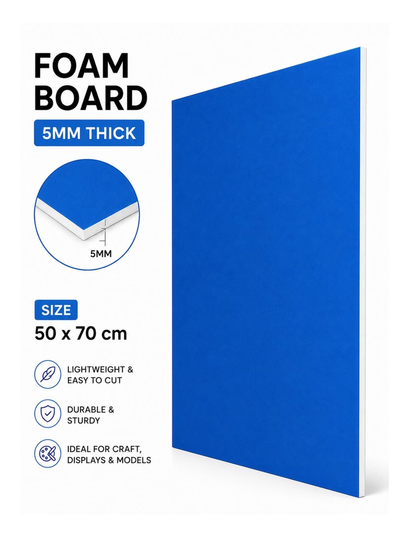 1-Piece 5mm Thick Foam Board For Craft And Illustration 50x70cm Size Blue - Image 1