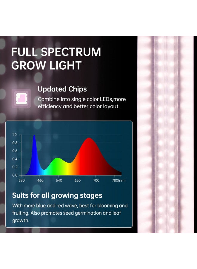 Barrina Barrina Grow Light, 96W(4 x 24W, 600W Equivalent), 2ft T8, Super Bright, Full Spectrum Sunlight Plant Light, LED Grow Light Strips, Grow Light Bulbs for Indoor Plants, 4-Pack  - Image 3