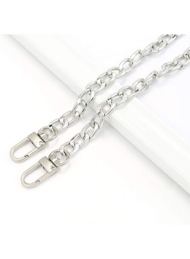 Purse Chain Straps Replacement Crossbody, DIY Iron Flat Chain Strap Handbag Chains Purse, Shoulder Strap Purses for Women Wallet with Metal Buckle, Bag Strap (Sliver)  - Image 1