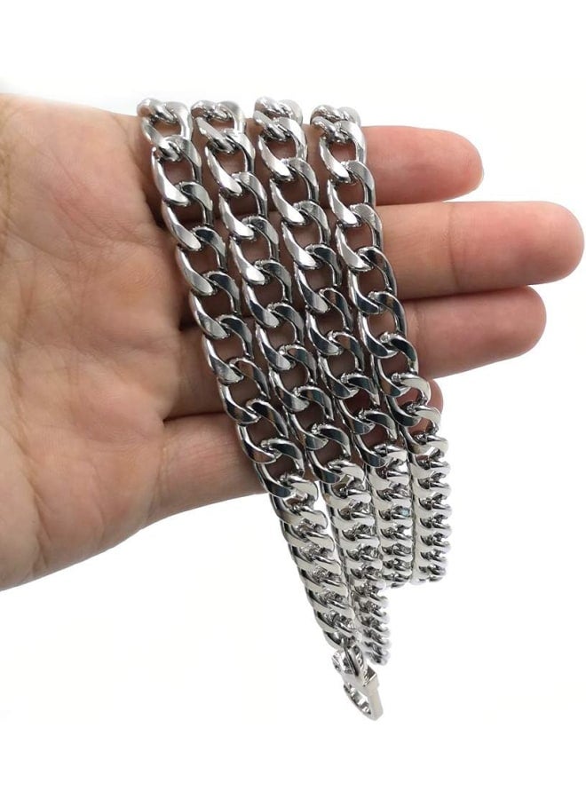 Purse Chain Straps Replacement Crossbody, DIY Iron Flat Chain Strap Handbag Chains Purse, Shoulder Strap Purses for Women Wallet with Metal Buckle, Bag Strap (Sliver)  - Image 4