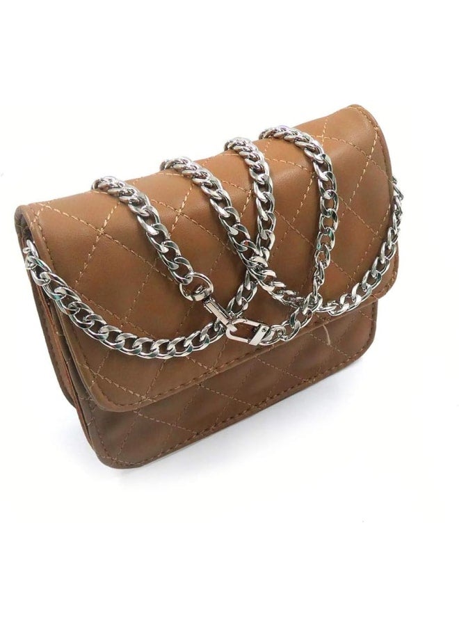 Purse Chain Straps Replacement Crossbody, DIY Iron Flat Chain Strap Handbag Chains Purse, Shoulder Strap Purses for Women Wallet with Metal Buckle, Bag Strap (Sliver)  - Image 2