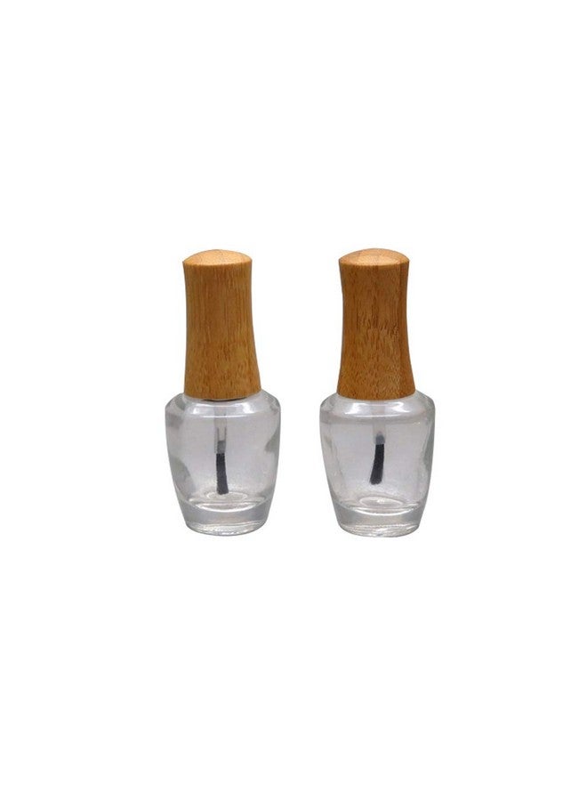 lasenersm 2 Pieces 15Ml Empty Nail Polish Bottles With Bamboo Lid And Brush Refillable Nail Polish Glass Bottles Come With 1Pc Mini Funnel - Image 1