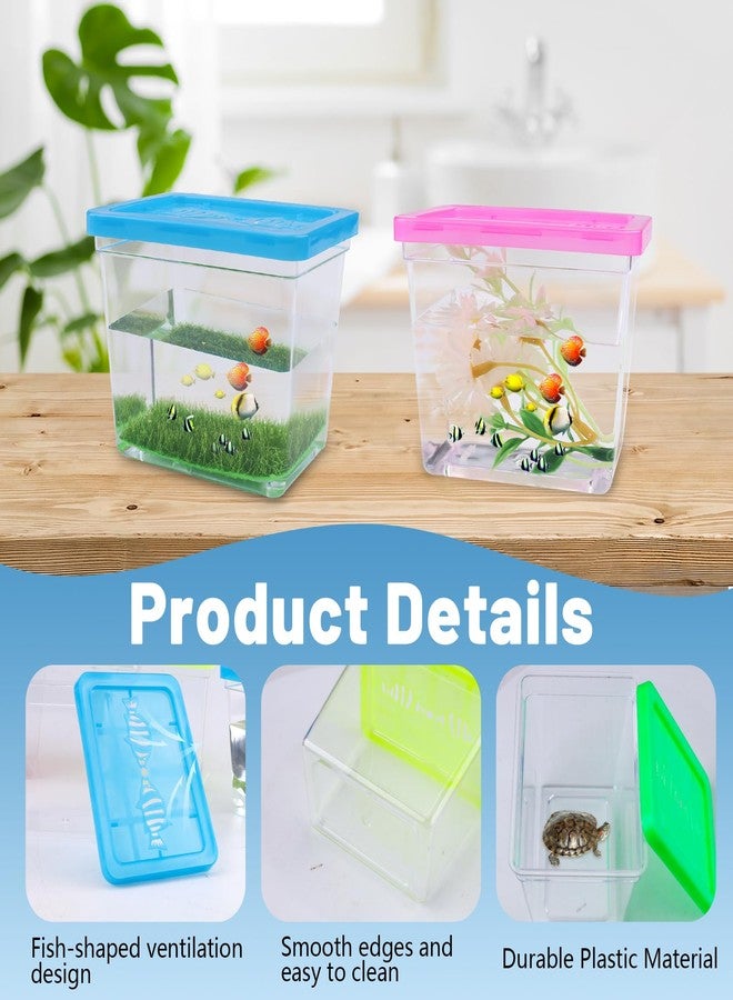JIABEIUS 25 Pack Plastic Fish Bowl with Lids, 12 Oz Small Rectangle Gold Fish Tank, Fishbowl Candy Bowl for Table Tennis Carnival Game Favors Party Decoration - Image 3