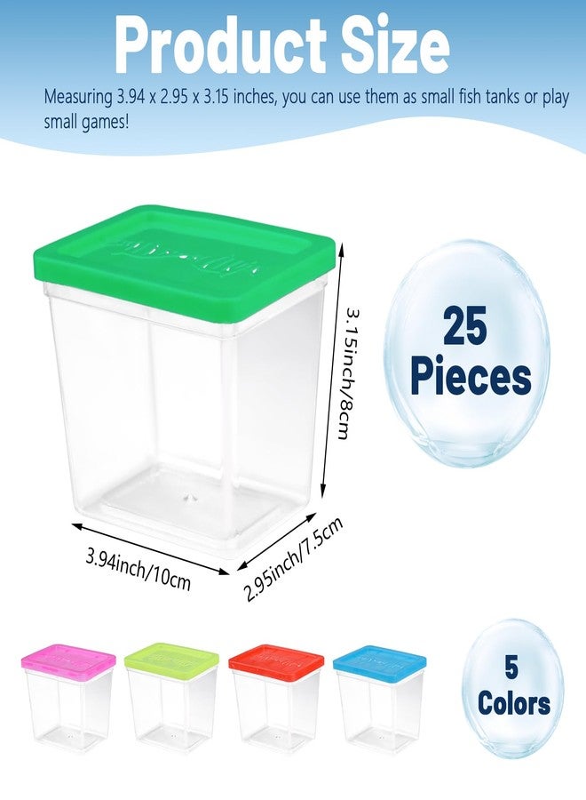 JIABEIUS 25 Pack Plastic Fish Bowl with Lids, 12 Oz Small Rectangle Gold Fish Tank, Fishbowl Candy Bowl for Table Tennis Carnival Game Favors Party Decoration - Image 2