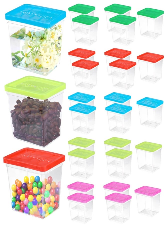 JIABEIUS 25 Pack Plastic Fish Bowl with Lids, 12 Oz Small Rectangle Gold Fish Tank, Fishbowl Candy Bowl for Table Tennis Carnival Game Favors Party Decoration - Image 1