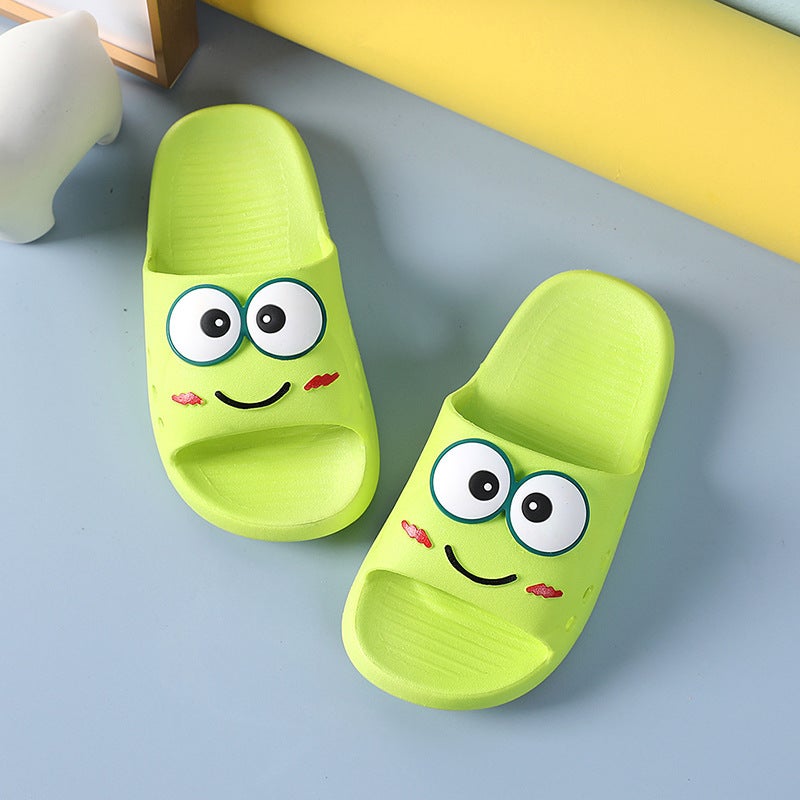 Childrens Slippers Summer Boys Indoor Non-slip Soft Bottom Household Cute Cartoon Superman Children Parent-child Baby Slippers Green
