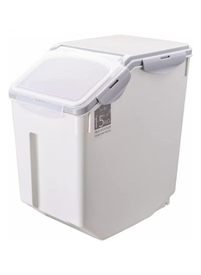 Transparent Plastic Rice Storage Bucket-Moisture-Proof, Insect-Proof, Sealed  for Kitchen Use - Image 1