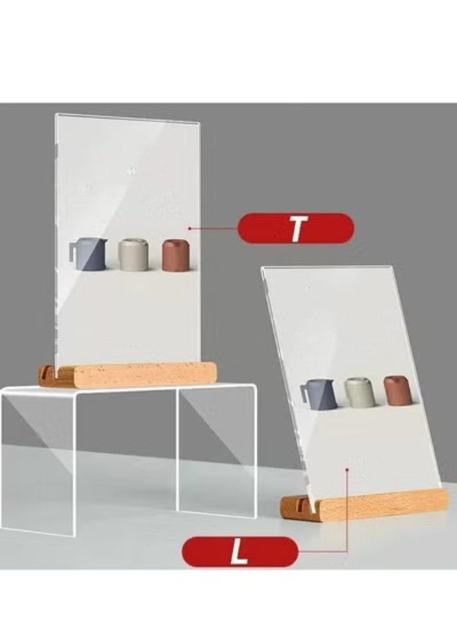 Eckek - Eckek  Acrylic Sign Holder A4/A5/A6 Menu Displays Double Sided, Wood Base Table Top Sign Stand - Image 1