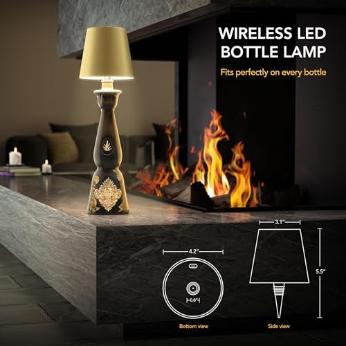 PRIDOLA Wireless Bottle Lamp for Any Type of Bottle - LED Bottle Lamp for Indoor & Outdoor - 100% Waterproof - Adjustable Brightness and Light Temperature 3000-6000K - Wireless & Rechargeable (Black) - Image 4