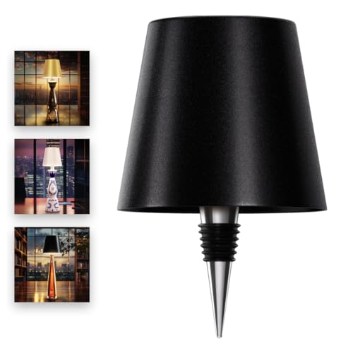 PRIDOLA Wireless Bottle Lamp for Any Type of Bottle - LED Bottle Lamp for Indoor & Outdoor - 100% Waterproof - Adjustable Brightness and Light Temperature 3000-6000K - Wireless & Rechargeable (Black) - Image 1