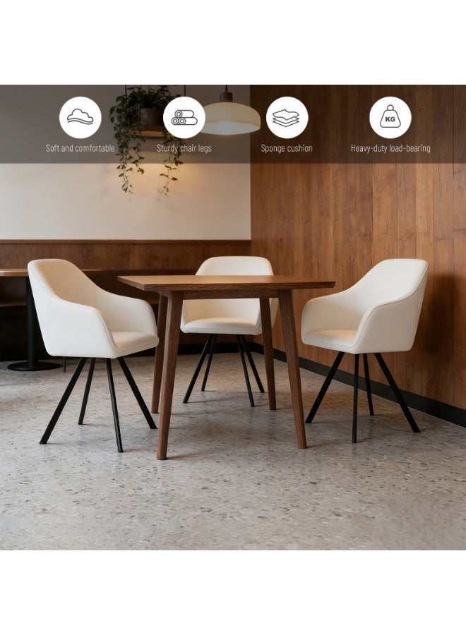 Sinyin Modern Dining Chairs Set of 2 White Upholstered Fabric Armchairs with Comfortable Cushion Ergonomic Curved Backrest Metal Legs Accent Chairs for Dining Room Living Room Bedroom Office Cafe - Image 4
