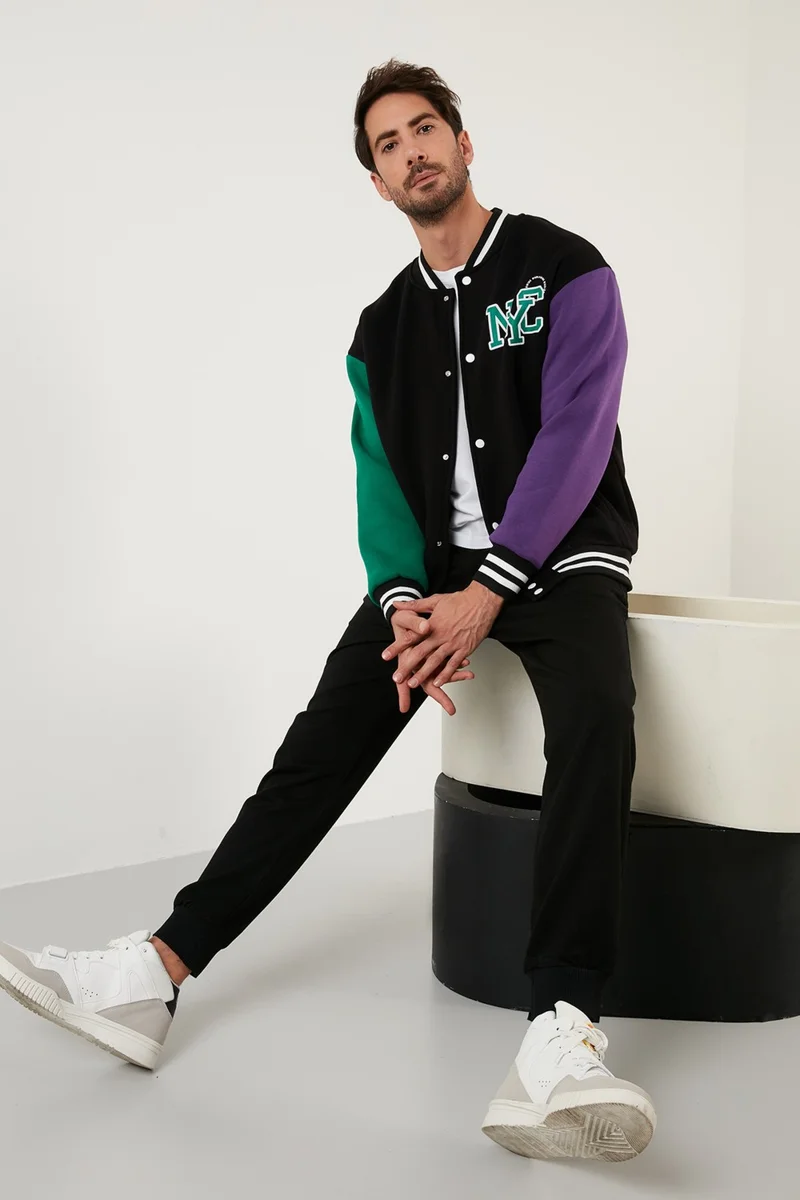 بوراتي Regular Fit Soft Hairy College Collar Bomber Coat Men's Coat 628Y2775