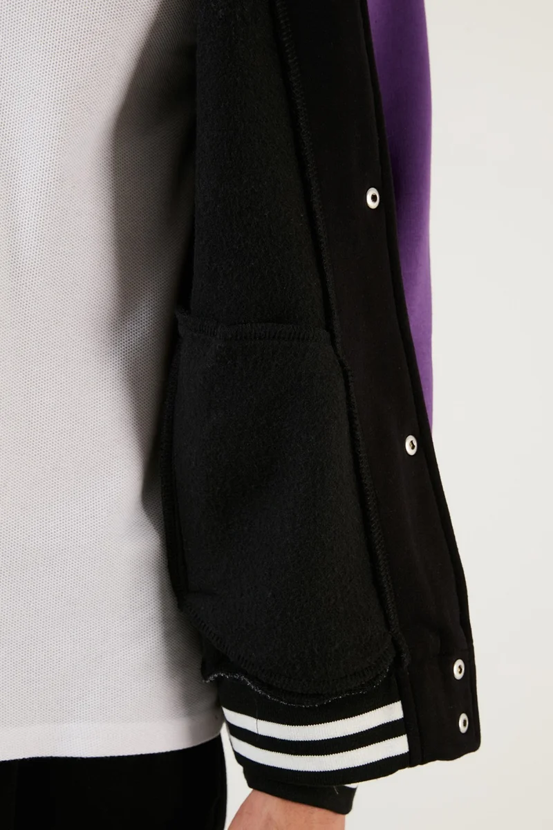 بوراتي Regular Fit Soft Hairy College Collar Bomber Coat Men's Coat 628Y2775