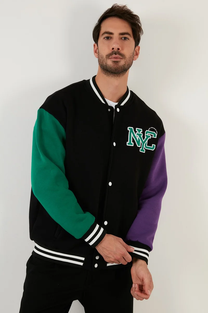 بوراتي Regular Fit Soft Hairy College Collar Bomber Coat Men's Coat 628Y2775