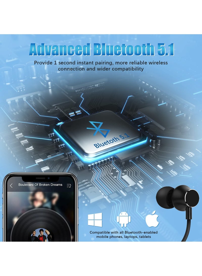 Arabest Bluetooth Earbuds, 120 Hours Extra Long Playtime, Neckband Bluetooth Earbuds Stereo Ear Buds Waterproof Workout Headphones Gym Exercise Earbuds for Gym Running Sound Isolation Headsets - Image 4