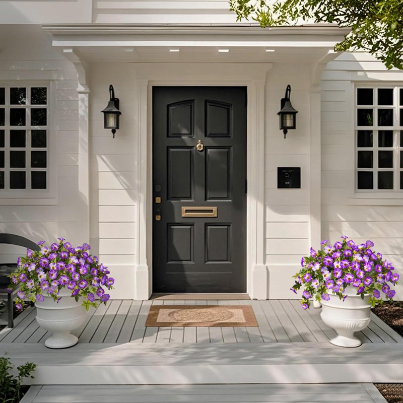 ZFProcess Artificial Fake Flowers Hanging Plants for Outdoor Spring Summer Decor, 2Pcs Faux Petunias Realistic Flowers Silk Morning Glory UV Resistant No Fade for Home Outside Garden Patio Yard Porch(Purple) - Image 3