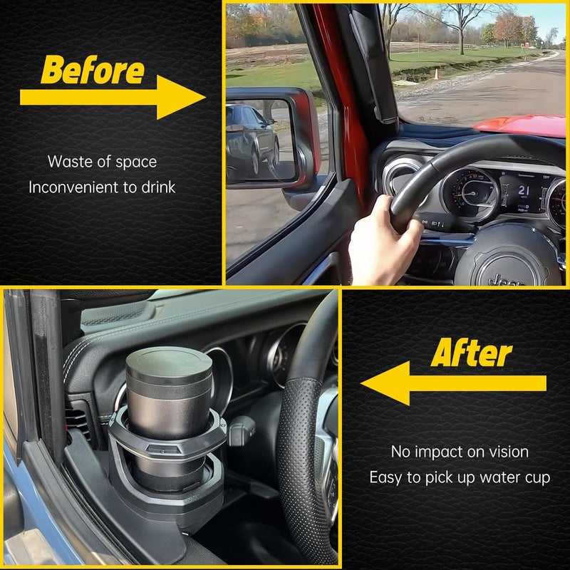 MIKKUPPA Car Cup Holder Compatible with 2018-2024 Jeep Wrangler JL & Jeep Gladiator JT Interior Accessories, Left & Right Side - Image 3